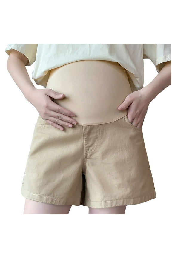 Maternity Shorts for Women Trendy Loose Straight Leg Sweatpants Summer Breathable Trousers Pregnancy Pants with Pockets M-XXL