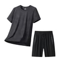 thumbnail image 1 of jobturf Men's 2 Piece Set Quick Dry Short Sleeve T-Shirt and Zipper Pocket Shorts Workout Sets Summer Plus Size Tracksuit M-5XL, 1 of 6