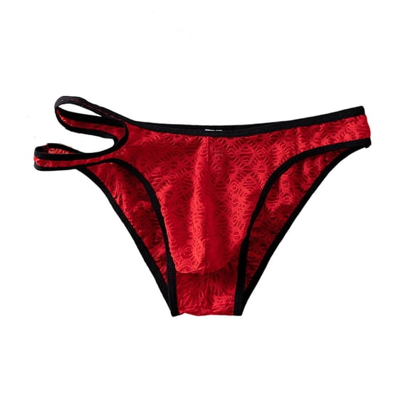 jobturf Men's Lace Bikini Briefs Double Strap Low Rise Underwear Soft Stretch Breathable Panties Lightweight Underpants M-2XL