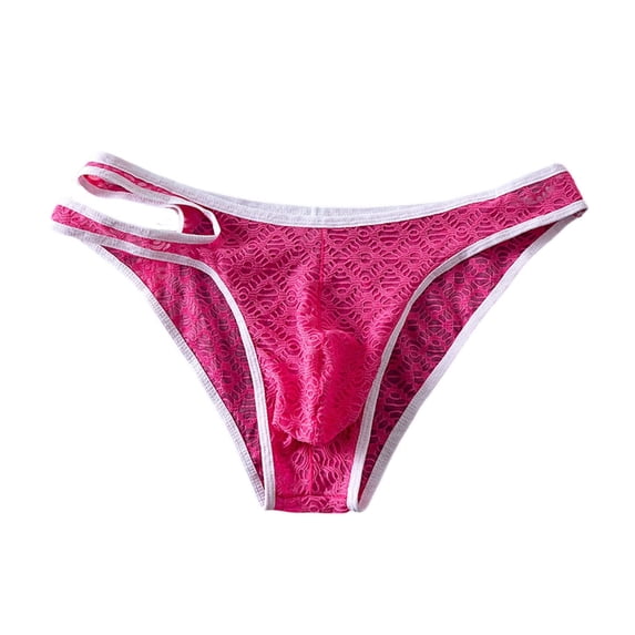 jobturf Men's Lace Bikini Briefs Double Strap Low Rise Underwear Soft Stretch Breathable Panties Lightweight Underpants M-2XL