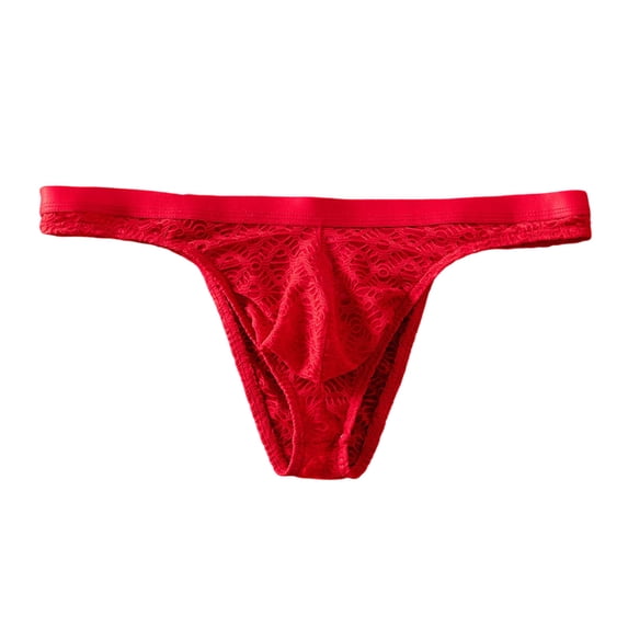jobturf Men's Lace Bikini Briefs Soft Stretch Low Rise Thongs Breathable Underwear Panties Comfy Underpants M-2XL