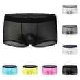 thumbnail image 1 of jobturf Men's Underwear See Through Mesh Breathable Boxer Briefs Comfy Lightweight Underpants Summer Color Block Low Rise Stretchy Trunks M-XXXL, 1 of 3
