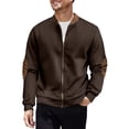 thumbnail image 1 of jobturf Mens Bomber Jackets Lightweight Full Zip Long Sleeve Coats Fall Winter Casual Corduroy Windproof Mock Neck Work Outerwear, 1 of 4