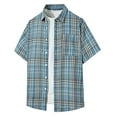 thumbnail image 1 of jobturf Mens Button Down Shirts Lapel Collar Pocket Short Sleeve Casual Stylish Plaid Loose Fit Tees Soft Breathable Summer Tops, 1 of 4