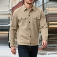 thumbnail image 1 of jobturf Mens Jacket Jacquard Button Down Collared Long Sleeve Coats Fall Winter Casual Work Business Outerwear with Flip Pockets, 1 of 9