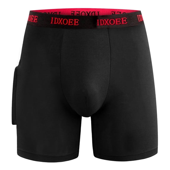 jobturf Mens Long Leg Boxer Briefs with Side Pockets Mid Rise Stretchy Waistband Underwear Breathable Sport Trunks S-2XL