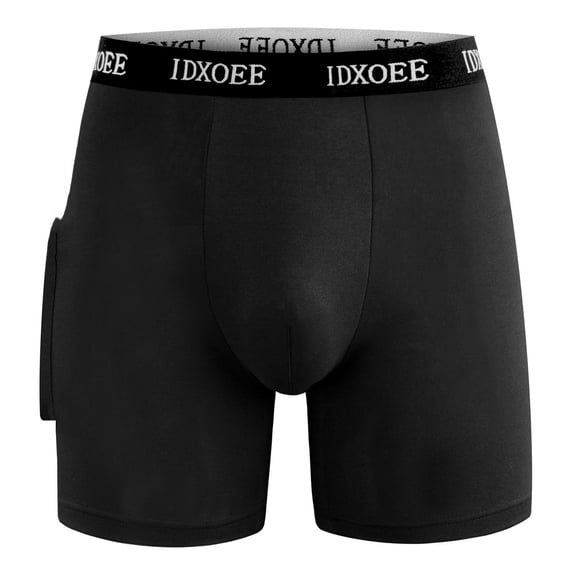 jobturf Mens Long Leg Boxer Briefs with Side Pockets Mid Rise Stretchy Waistband Underwear Breathable Sport Trunks S-2XL