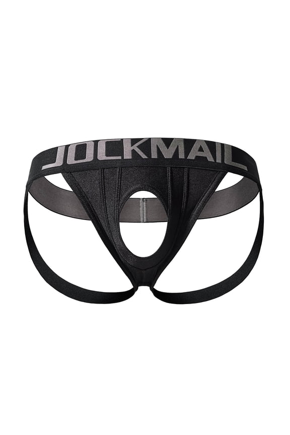Mens Underwear Briefs Letter Printed Waistband Cotton Thongs Open Front Hollow Out Panties Breathable Stretch Underpants M-2XL