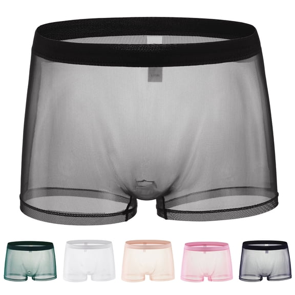 jobturf Mens Underwear Summer See Through Mesh Breathable Boxer Briefs Comfy Lightweight Underpants Low Rise Stretchy Trunks M-XXXL