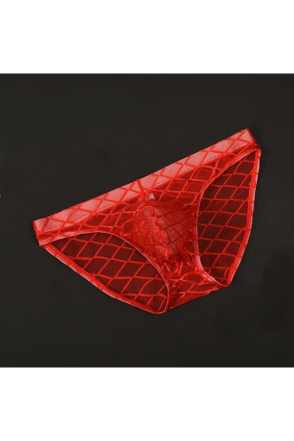 Mens Underwear Trendy Solid See Through Bikini Briefs Low Rise Stretchy Seamless Underpants Summer Breathable Lightweight Thongs