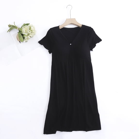 jobturf Nursing Dresses for Women Casual V Neck Breastfeeding Nightgown Short Sleeve Pregnancy Dress Summer Maternity Clothes M-XXL
