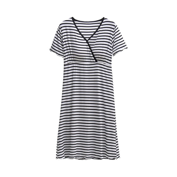 jobturf Nursing Dresses for Women Casual V Neck Breastfeeding Nightgown Short Sleeve Pregnancy Dress Summer Maternity Clothes M-XXL