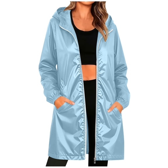 jobturf Packable Rain Jacket Women Lightweight Waterproof Raincoat with Hood and Pockets Windbreaker Jackets for Outdoor Travel S-2XL