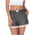 thumbnail image 1 of jobturf Pajama Shorts for Women Trendy Lace Trim Striped Sweatpants Athletic Workout Trousers Casual Loose Summer Pants with Pockets S-XXL, 1 of 5