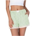 thumbnail image 1 of jobturf Pajama Shorts for Women Trendy Lace Trim Striped Sweatpants Athletic Workout Trousers Casual Loose Summer Pants with Pockets S-XXL, 1 of 5