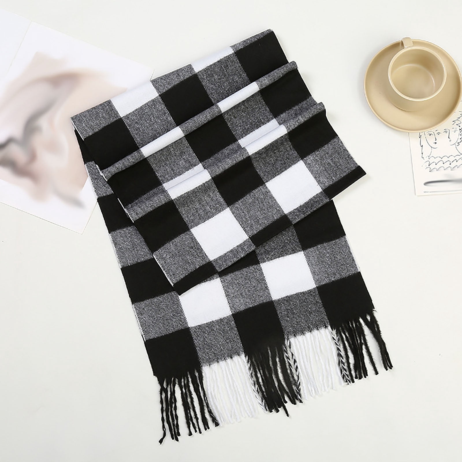 jobturf Plaid Scarf for Men Women Fall Winter Warm Long Wraps for Cold ...