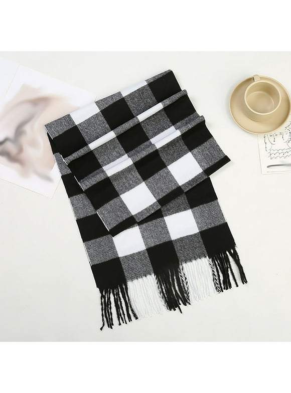 Plaid Scarf for Men Women Fall Winter Warm Long Wraps for Cold Weather Warm Large Unisex Scarves Casual Soft Shawls