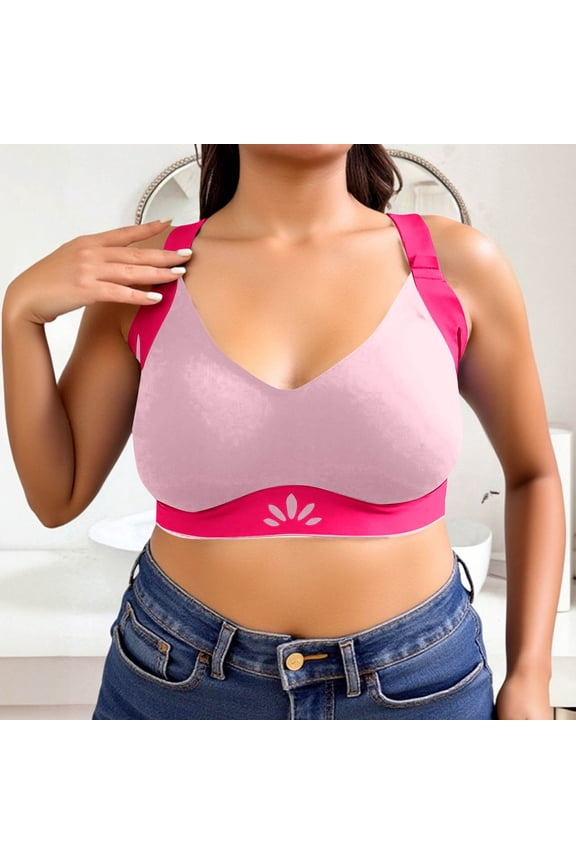 Plus Size Bras for Women No Underwire Full Coverage Bralettes Trendy Color Block Bralette Adjustable Straps Push up Bra XL-5XL