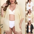 thumbnail image 1 of jobturf Plus Size Cover Ups for Swimwear Women Summer Tassel Sheer Shrugs Beach Vacation Bathing Suit Open Front Cardigan Swimsuit L-XXXL, 1 of 5