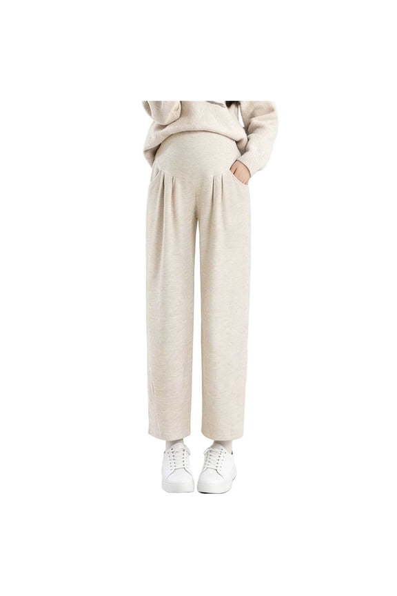 Plus Size Pregnancy Pants for Women Casual Loose Straight Leg Trousers Over The Belly Maternity Sweatpants with Pockets S-5XL
