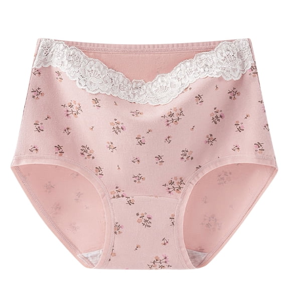 jobturf Plus Size Underwear for Women Comfy Cotton Full Coverage Briefs Trendy Floral Printed Underpants High Waisted Stretchy Triangular Panties