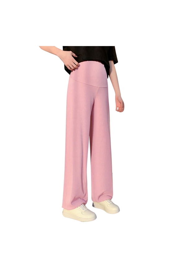 Pregnancy Pants for Women Casual Baggy Straight Leg Sweatpants Over The Belly Trendy Thin Trousers Maternity Clothes M-3XL
