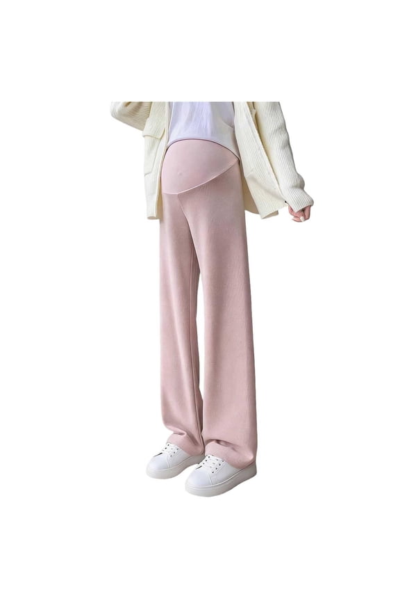 Pregnancy Pants for Women Over The Belly Trendy Sweatpants Maternity Clothes Comfy Casual Baggy Straight Leg Trousers M-XXL