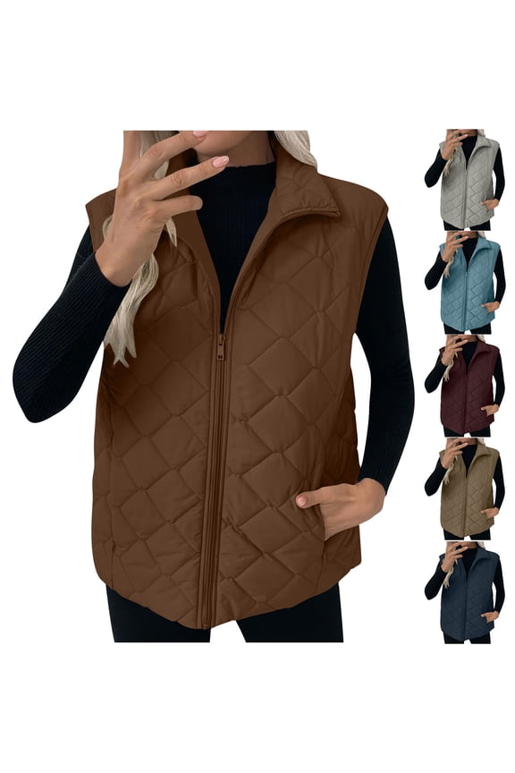 Puffer Vest Women Soft Comfy Warm Lightweight Jackets Casual Loose Sleeveless Outerwear Trendy Solid Padded Winter Coats with&nbsp;Pockets