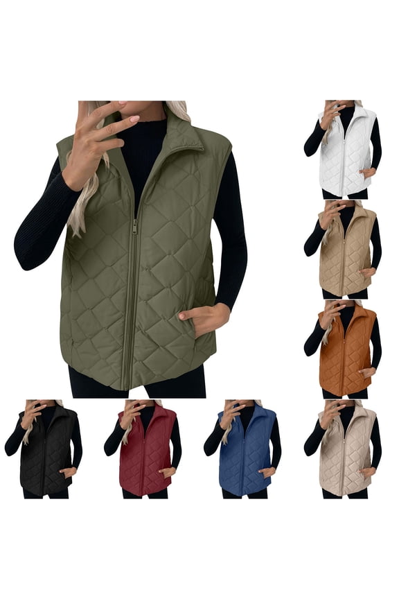 Puffer Vest Women Soft Comfy Warm Lightweight Jackets Casual Loose Sleeveless Outerwear Trendy Solid Padded Winter Coats with Pockets