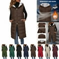 thumbnail image 1 of jobturf Puffer Vests for Women Fall Winter Fashion Double Zip Up Hoodie Soft Comfy Warm Padded Coats Sleeveless Long Jackets with Pockets, 1 of 10