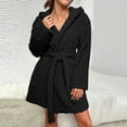 thumbnail image 1 of jobturf Robes for Women Fuzzy Fleece Long Sleeve Robes with Blet Casual Plush Soft Warm Short Cozy Bathrobe with Pockets, 1 of 6