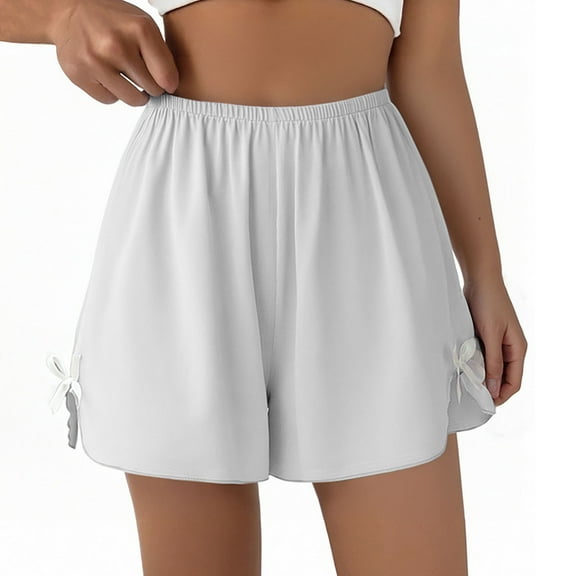 jobturf Satin Shorts for Women Low Rise Lace Trim Patchwork Elastic Waist Pants Casual Soft Lightweight Lounge Pajamas Bottoms