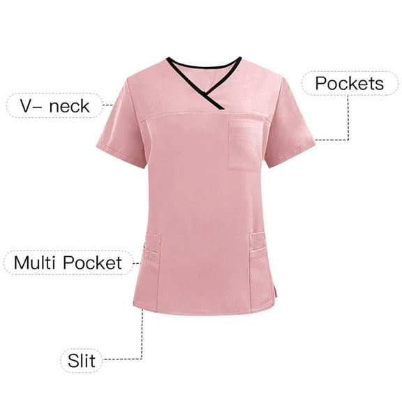 jobturf Shirts for Men V Neck Shrot Sleeve Scrub Tops Casual Regular Fit Quike Dry Nursing Uniform with Pockets