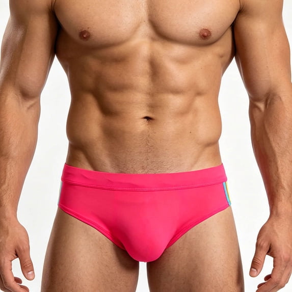 jobturf Side Striped Swim Briefs for Men Quick Dry Low Rise Swim Trunks with Removable Pad Comfy Underwear Panties for Beach Pool M-2XL