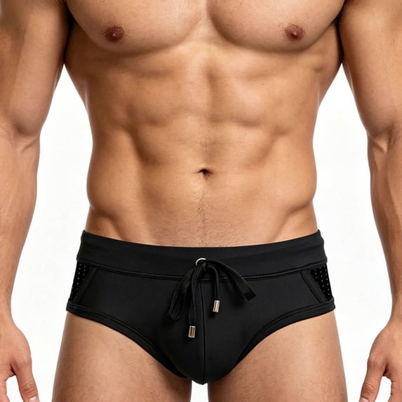 jobturf Side Striped Swim Briefs for Men Quick Dry Low Rise Swim Trunks with Removable Pad Comfy Underwear Panties for Beach Pool M-2XL