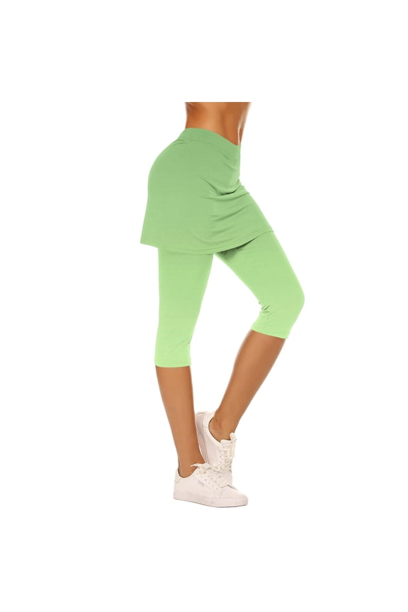 Skirted Leggings for Women Athletic Workout Yoga Pants Summer Trendy Gradient Capris Tennis Golf Skorts with Skirts S-XXL