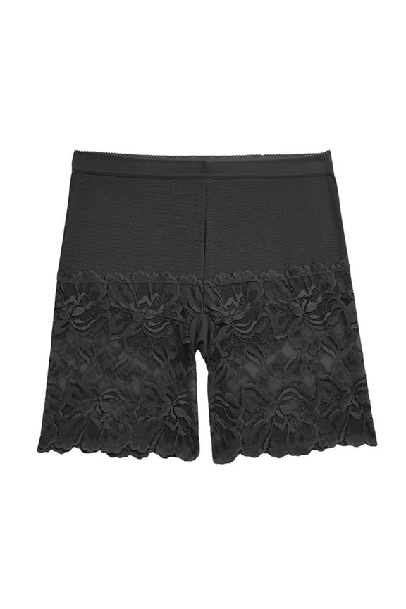 Slip Shorts for Under Dresses Women Seamless Lace Trim Boy Shorts Stretch High Waisted Panties Leggings Plus Size