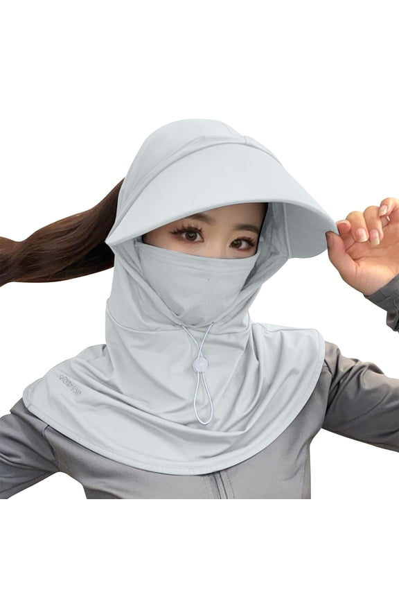 Summer Balaclava Women UV Protection Sun Hat with Breathable Face Mask and Neck Guard Cooling Ice Silk Face Cover for Travel Cycling