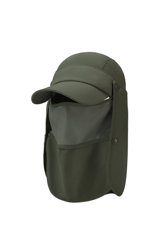 Sun Hats for Men UV Protection Baseball Cap with Detachable Face Mask and Neck Flap Fishing Breathable Summer Balaclava