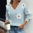 thumbnail image 1 of jobturf Sweaters for Women Lightweight Long Sleeve V Neck Knit Pullover Tops Fall Winter Casual Floral Graphic Warm Sweater Shirts, 1 of 9