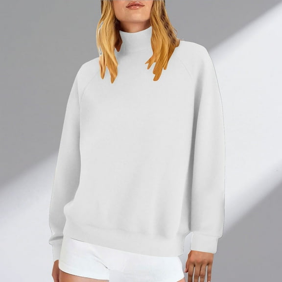 jobturf Sweatshirt for Women Turtleneck Fall Trendy Plain Long Sleeve Pullover Tops Fall Winter Casual Soft Workout Hoodies with Pockets