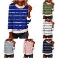 thumbnail image 1 of jobturf Sweatshirts for Women Xmas Patchwork Faux Furs Trim Lightweight Sweaters Casual Loose Crewneck Blouses Trendy Christmas Shirts, 1 of 6