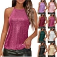 thumbnail image 1 of jobturf Tank Tops for Women Halter Neck Sparkly Sequin Party Sleeveless Blouses Fall Winter Lightweight Camisole Holiday Dressy Casual Christmas Shirts, 1 of 9