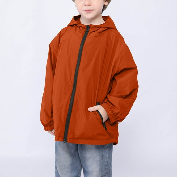 jobturf Toddler Boys Girls Rain Jacket Windproof Windbreaker Full Zip Hooded Raincoats Long Sleeve Casual Outdoor Jackets with Zip Pockets 2-10 Years