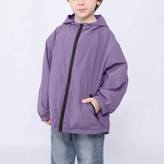 jobturf Toddler Boys Girls Rain Jacket Windproof Windbreaker Full Zip Hooded Raincoats Long Sleeve Casual Outdoor Jackets with Zip Pockets 2-10 Years
