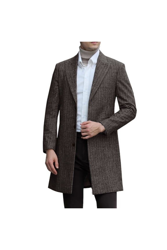 Trench Coat Men Single Breasted Notched Lapel Pea Coats Dressy Casual Long Sleeve Going Out Tops Work Office Business Suit Jacket