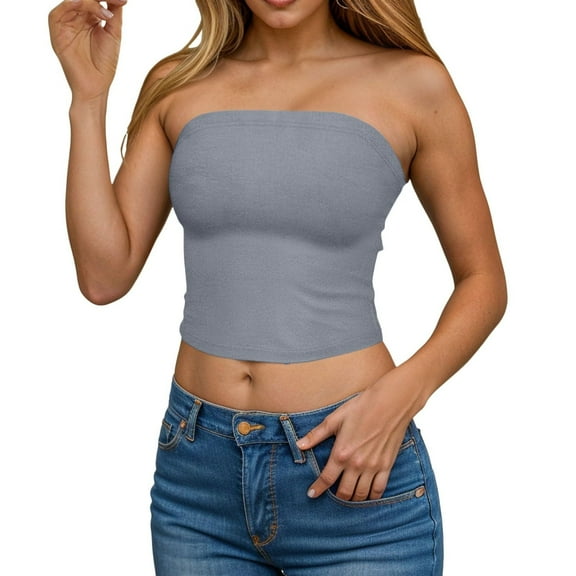 jobturf Tube Tops for Women Summer Breathable Backless Strapless Shirts Holiday Party Sleeveless Bandeau Blouses Trendy Going Out Crop Top Y2k Clothes