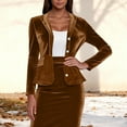 thumbnail image 1 of jobturf Velvet Blazer Women Notched Lapel Single Breasted Suit Jacket Dressy Formal Long Sleeve Going Out Tops Fall Spring Fashion Coats, 1 of 7