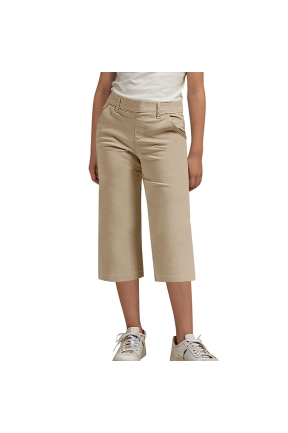 Wide Leg Dress Pants for Girls School Uniform Dressy Casual Loose Fit Capris Summer Capri Trousers Vacation Outfits Size 12 Years