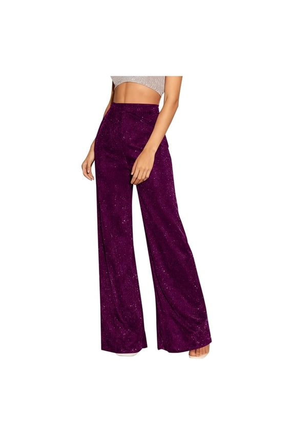 Wide Leg Pants for Women Holiday Party Sparkle Trousers Summer Trendy Joggers Casual Baggy High Waisted Sweatpants S-XXL